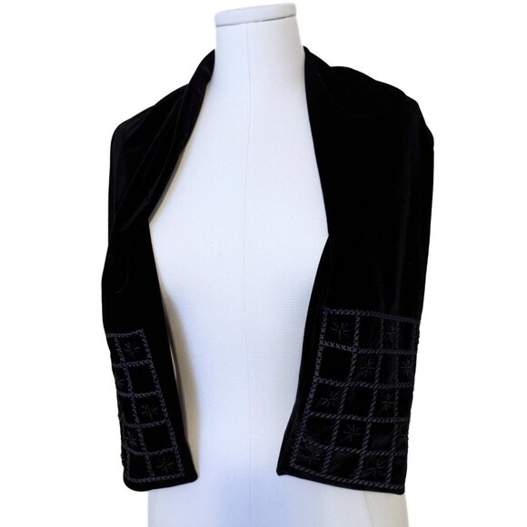 Vintage Ben Berger Luxury Collection Velvet Beaded Scarf Whimsygoth Geometric - Picture 4 of 10